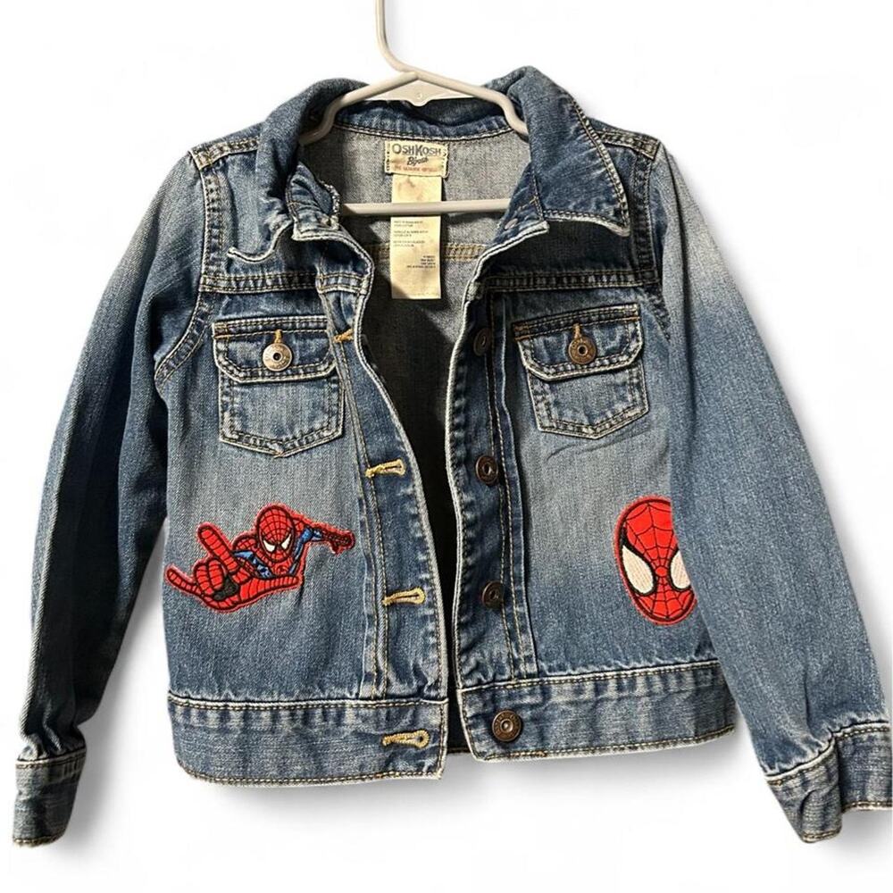 Custom 6 years OshKosh B'gosh Spiderman denim jacket with patches.